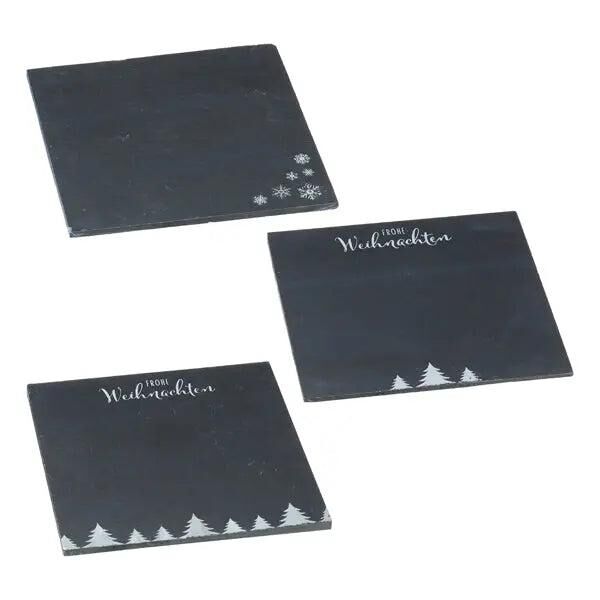 Weihnachtliche Schieferplatten, quadratisch, 3/s, ca. 20x20 cm - Elegante Servierplatten