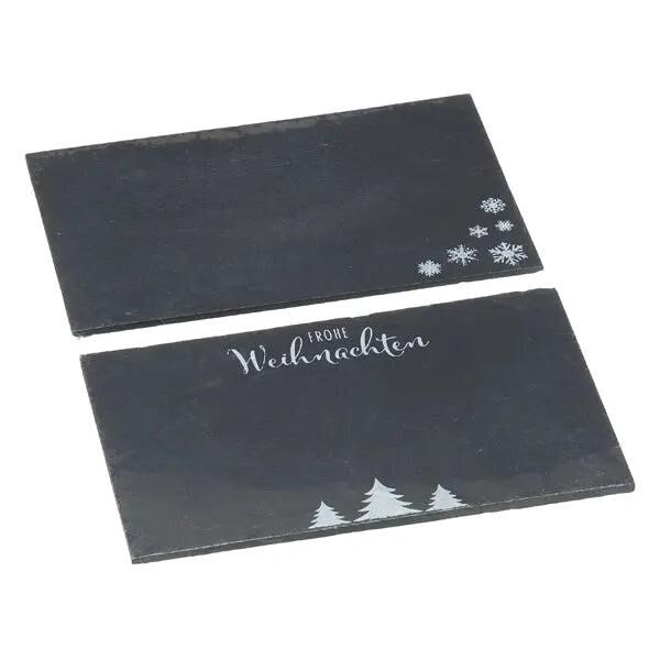 Weihnachtliche Schieferplatten, rechteckig, 2/s, ca. 14x22 cm - Elegante Servierplatten