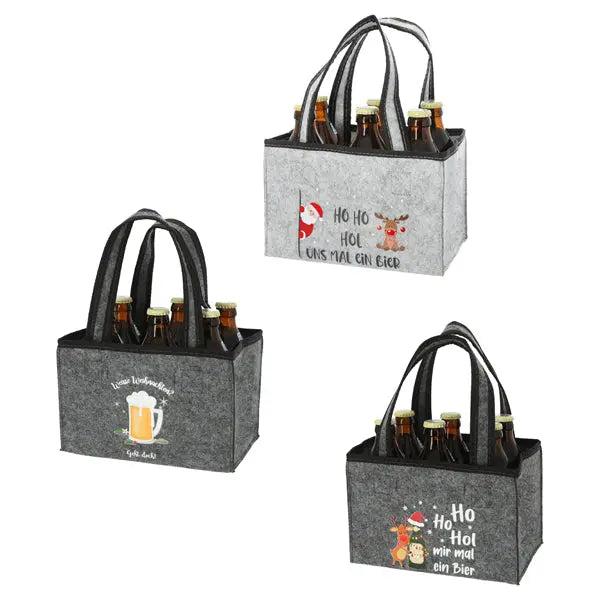 Weihnachtlicher Filz-Flaschentr&auml;ger, 3er-Set, Festliche Getr&auml;nkehalter