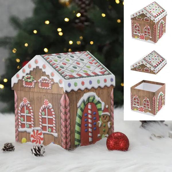 Weihnachtsgeschenkbox Lebkuchenhaus, 13,5x17cm &ndash; Festliche Verpackung f&uuml;r kleine Geschenke