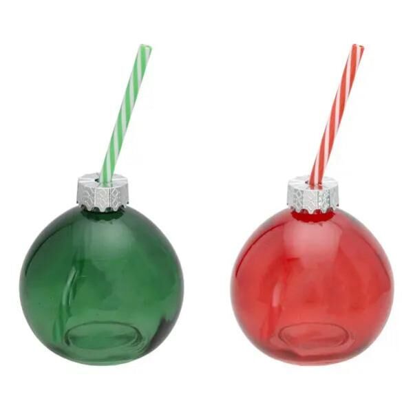 Weihnachtskugel-Motiv Trinkgl&auml;ser, 2er-Set, ca. 400ml