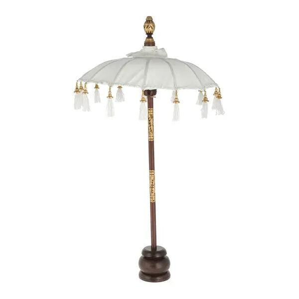 Wei&szlig;er Bali-Tischschirm - 50cm Durchmesser: Stilvoller Schutz f&uuml;r den Au&szlig;enbereich