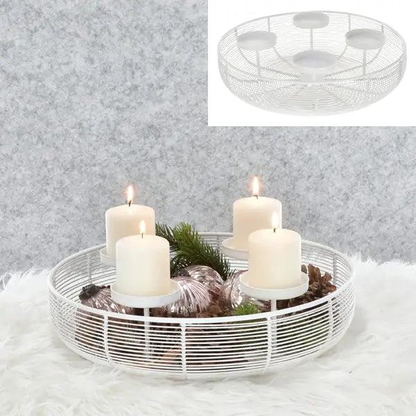 Wei&szlig;er Runder Adventskranz-Rahmen, Durchmesser ca. 37 cm