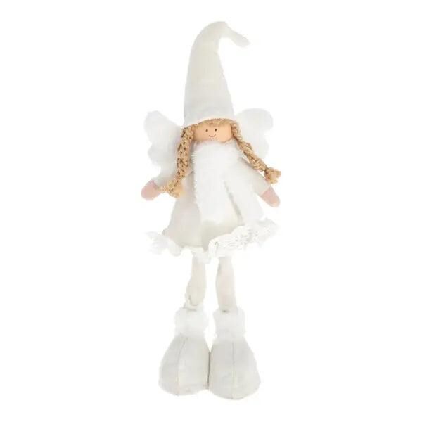 Wei&szlig;er Samt Engel, Elegante Weihnachtsdeko, 37cm Hoch