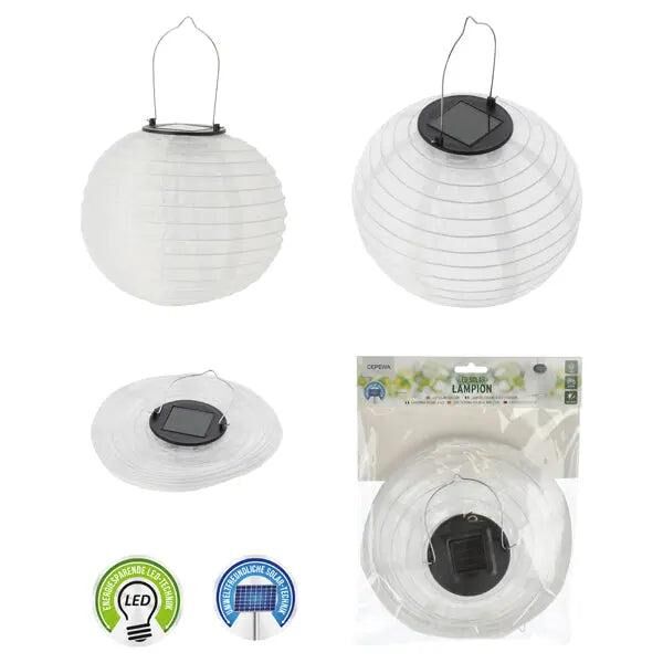Wei&szlig;er Solar LED Lampion, Durchmesser ca. 20 cm