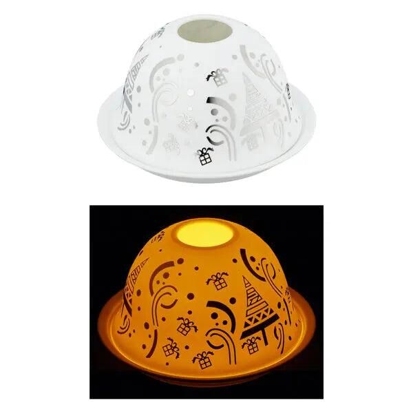 Windlicht, Dome Silber, 12 cm Durchmesser - Elegante Weihnachtsdeko f&uuml;r festliche Atmosph&auml;re