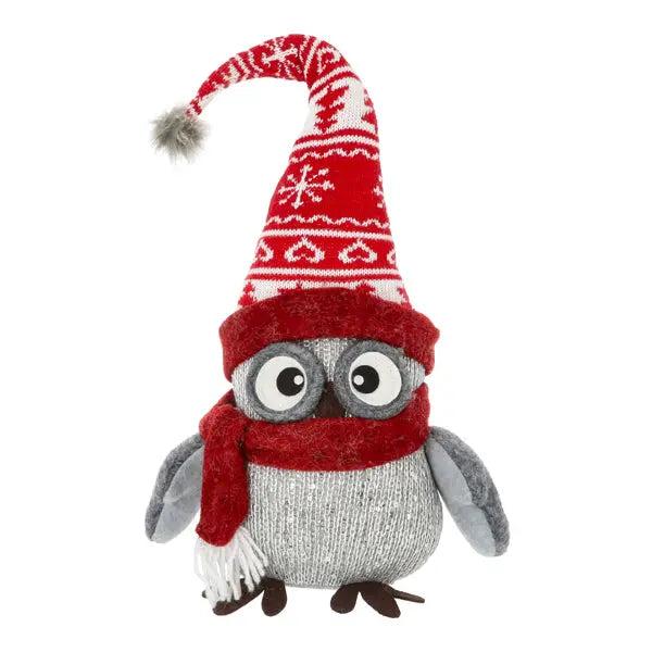Winterliche Eulenfigur, 50 cm Hoch - Elegante Saisonale Dekoration