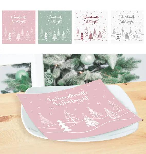Winterliche Servietten, 4 verschiedene Motive, 20er-Pack - Ideal f&uuml;r festliche Anl&auml;sse