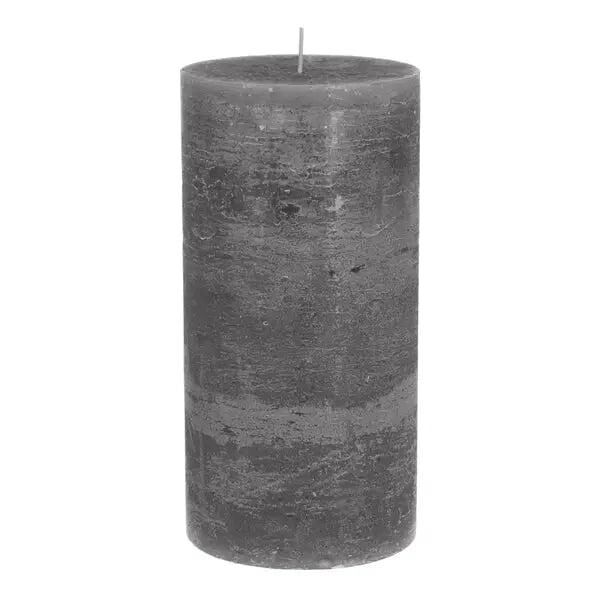 XL Rustikale Stumpenkerze in Grau, 10x20cm - Elegantes Gro&szlig;format
