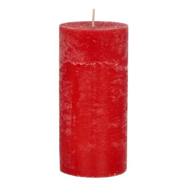 XL Stumpenkerze Rustic in Rubinrot, 10x20cm - Eindrucksvolles Dekorelement