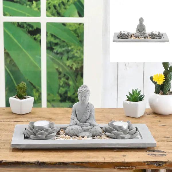 Zen-Garten-Set mit Kerzenhalter, Entspannungsset, ca. 33x14 cm