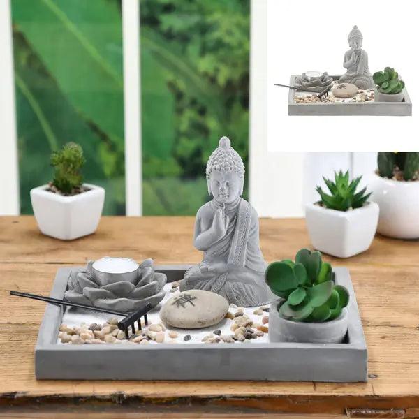 Zen-Garten-Set mit Kerzenhalter, Rechteckig, ca. 25x18 cm