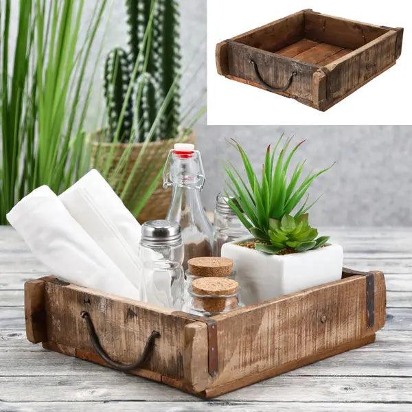 Ziegelf&ouml;rmige Holzkiste im Vintage Altholz-Look, ca. 25x30cm - Rustikaler Dekorations-Organizer