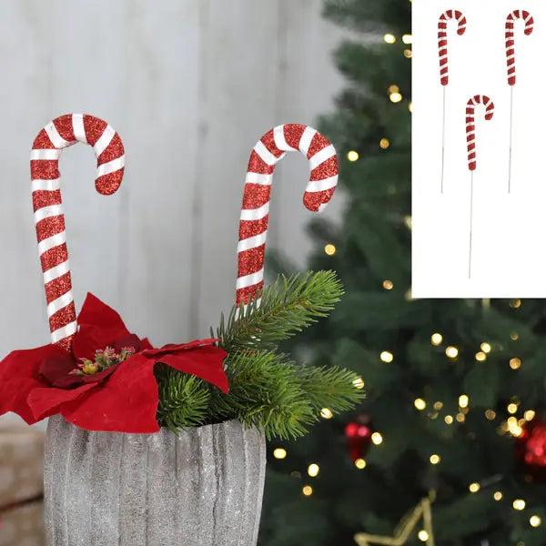 Zuckerstangen Gartenstecker, 3er Set, Festliche Au&szlig;endekoration, 38cm Hoch