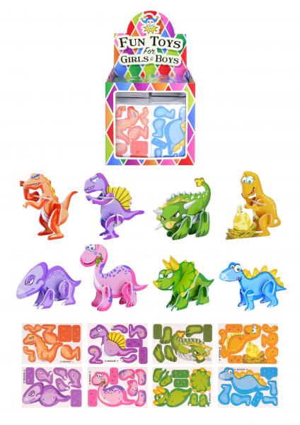 3D-Dinosaurier-Puzzle, 10 cm x 7 cm, 8 verschiedene Motive, Spielzeug f&uuml;r Kinder