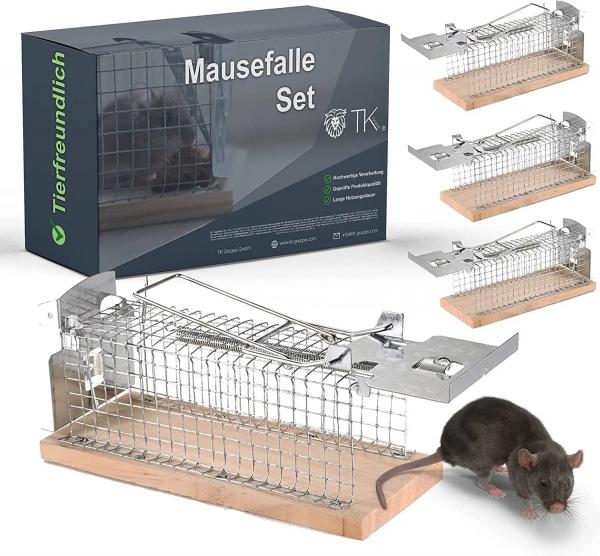 3X Set Tierfreundlich - Mausefalle aus Holz lebend - M&auml;usefallen - Lebendfalle Maus & Ratte K&auml;figfalle mit K&ouml;derfixierung