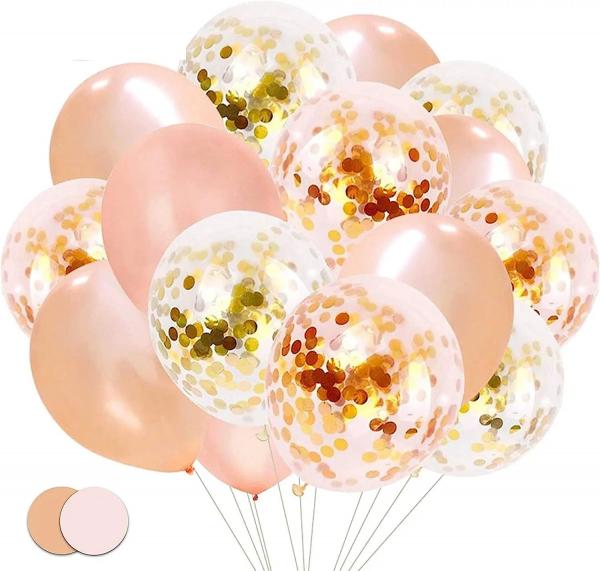 50x Luftballons mit Konfetti Confetti Glitter Rose, Gold als Deko zu Hochzeit & Geburtstag (50x Konfetti)