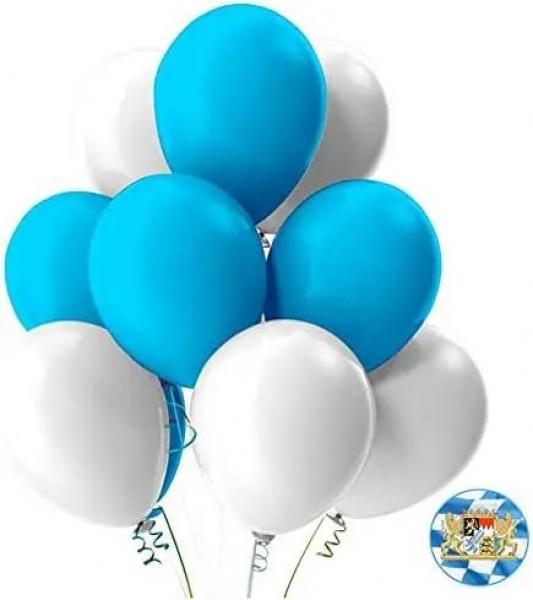50x Luftballons &Oslash; 35 cm Mix wei&szlig; & blau als Deko Dekoration f&uuml;r Ihr Okotberfest Dahoum Wiesn, Canstatter WASN (50x Luftballons)