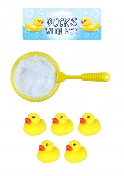 5Er Set Enten Mit Netz, 2,5-3 cm, Badespielzeug f&uuml;r Kinder