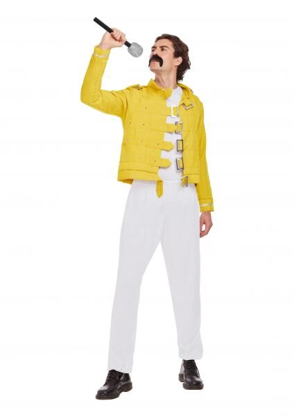 80Er Jahre Rock Legende Kost&uuml;m F&uuml;r Erwachsene, Gelbe Jacke, Retro Musik-Outfit