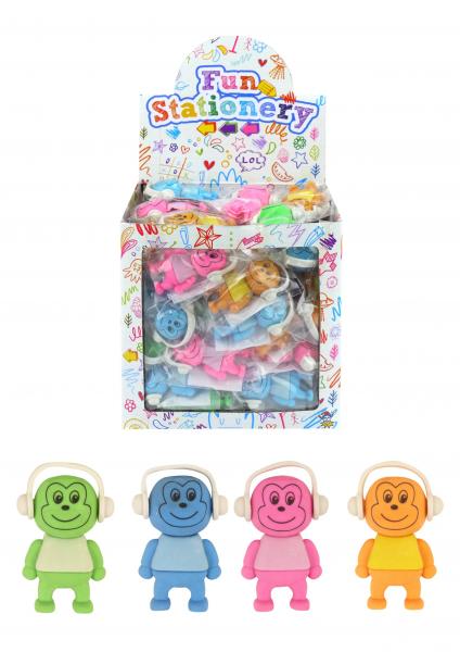 Affen-Radiergummi 5cm, 4 verschiedene Farben