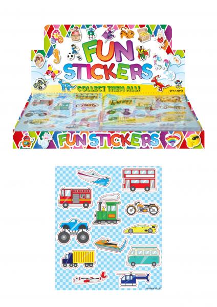 Aufkleber Fahrzeuge Set - 12 St&uuml;ck Je Karte, 10x11,5 cm, Vielf&auml;ltige Motive