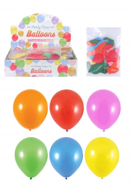 Ballonset 23 cm, 6er-Pack, verschiedene Farben, Party & Dekoration