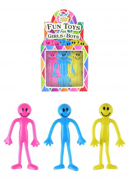 Biegsamer Mann mit l&auml;chelndem Gesicht, 13 cm &ndash; 3 verschiedene Farben, flexibles, lustiges Spielzeug