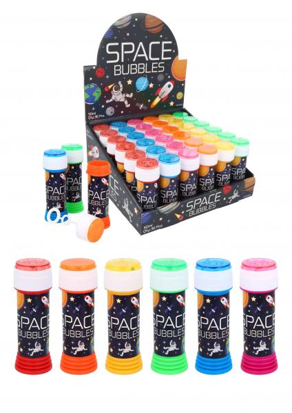 Bunte Seifenblasen-Tuben 50ml mit Labyrinth-Spiel im Deckel, 6 Farben Pack