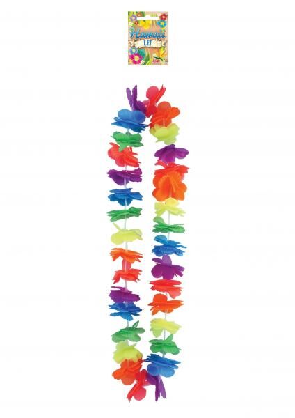 Deluxe Hula Lei Kette, 100cm, Neon-Mehrfarbig mit 6cm Blumenbl&auml;ttern