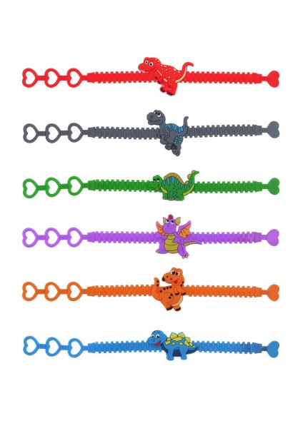 Dinosaurier-Armband, 19 cm, 6 verschiedene Designs &ndash; Modisches Dino-Schmuck f&uuml;r Kinder