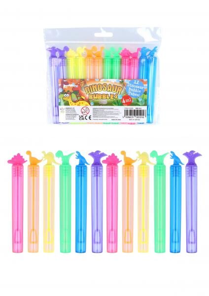 Dinosaurier Bubble Party Tube 4ml, 10,5cm, 6 Farben Set
