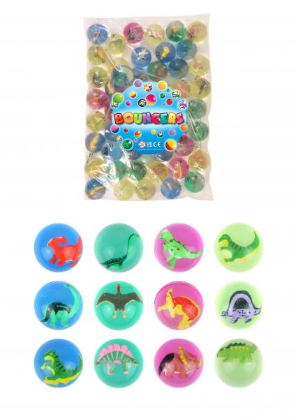 Dinosaurier-Jet-B&auml;lle 4,3 cm, 12 Teile in 4 Teilen, Hochsprung Mini-B&auml;lle f&uuml;r Kinder und Mottopartys