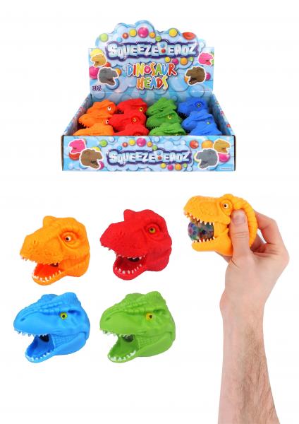 Dinosaurier Kopf Knete Mit Perlen, 9cm - Spielzeug in 4 Farben, 3 Varianten