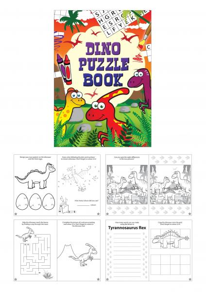 Dinosaurier R&auml;tselbuch F&uuml;r Kinder, 16 Seiten, 10,5 x 14,5 cm, Lernspa&szlig; & Spiele