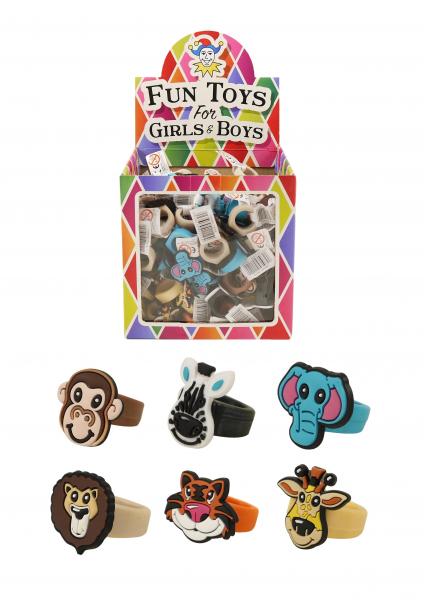 Dschungel-Ringe, 2x3 cm, 6 verschiedene Designs - Kinderschmuck