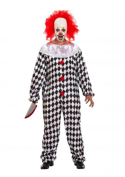 Erwachsene Gruseliger Clown Kost&uuml;m Mit Per&uuml;cke - Halloween Outfit