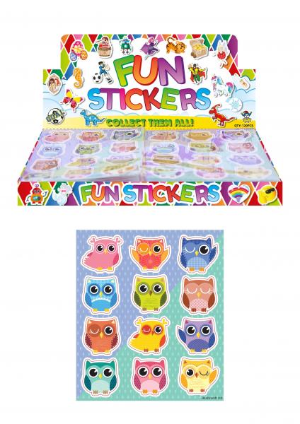 Eulen Sticker Set, 12 St&uuml;ck, 10x11,5 cm, Tieraufkleber f&uuml;r Scrapbooking & Deko