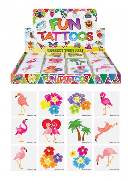 Flamingo Mini-Tattoos, 4 cm, 12 verschiedene Designs, wasserdicht & langlebig, ideal f&uuml;r Partys