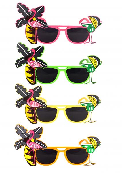 Flamingo-Sonnenbrille F&uuml;r Erwachsene, Dunkle Gl&auml;ser, Neonfarben, 4Er-Pack