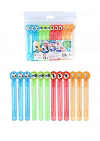 Fu&szlig;ball Bubble Party Tube 4ml, 10,5cm - 4 Farben Party-Seifenblasen Set