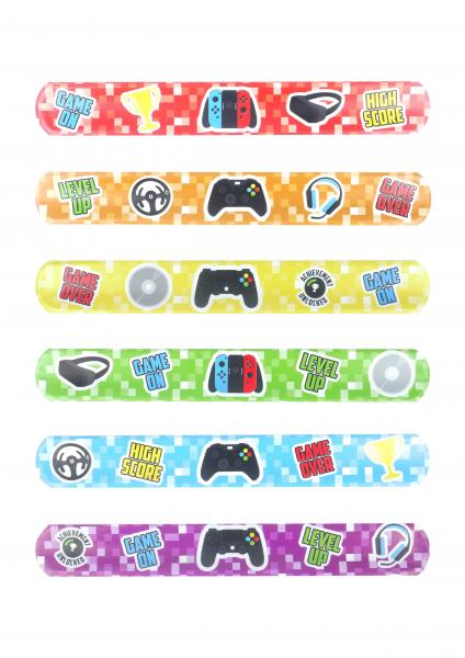 Gamer-Snap-Armband &ndash; 22 x 3 cm, 6er-Pack, verschiedene Designs