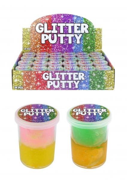 Glitzerkristall-Knetmasse, zweilagig, 60 g, 6 cm x 4,5 cm, 2 verschiedene Farben, glitzerndes Sinnesspielzeug