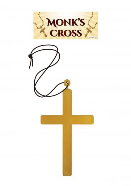 Goldenes M&ouml;nchskreuz Kette 23cm mit 80cm Kordel - Religi&ouml;ses Schmuckst&uuml;ck
