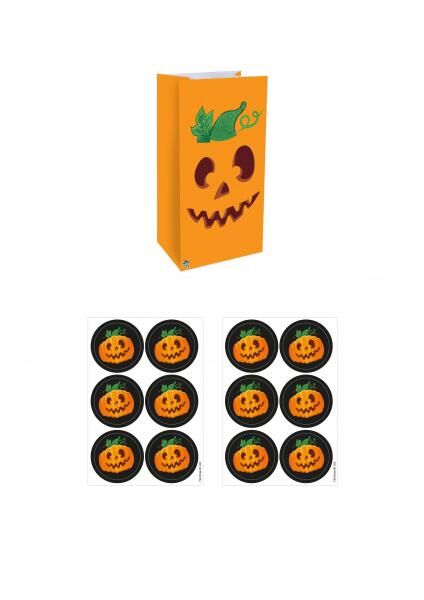 Halloween-Kurbis-T&uuml;ten mit Aufklebern, 13 x 25 x 8 cm &ndash; perfekt f&uuml;r Spa&szlig; und Geschenke
