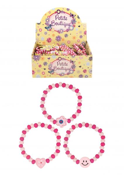 Holzperlenarmband, 16 cm, 3 verschiedene rosa Designs &ndash; trendiges Accessoire