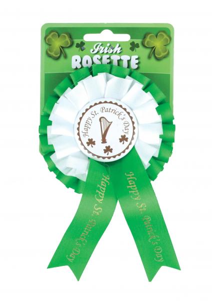 Irisches St. Patrick's Day Rosettenabzeichen, traditionelles gr&uuml;nes Kleeblatt-Design