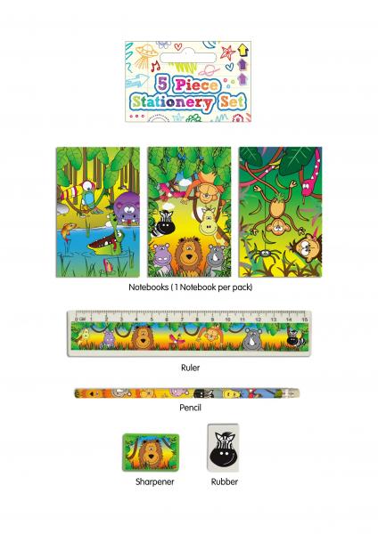 Jungle Letterwork Set, 5-teiliges Schreibset Mit Tiermotiven &ndash; Ideal f&uuml;r Kinder & Schulbedarf