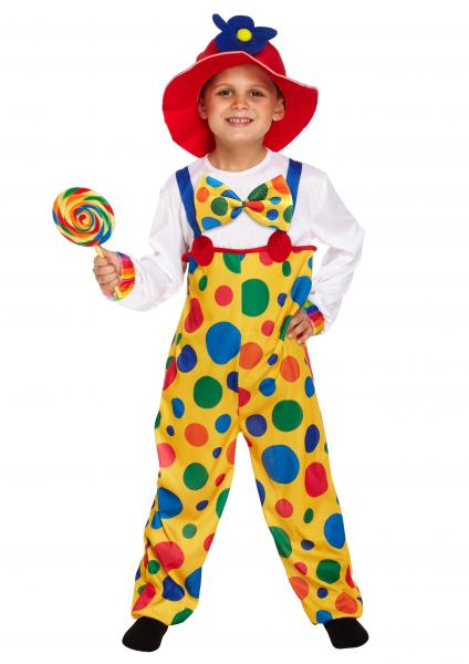Kinder-Clown-Kost&uuml;m klein, lustiges Zirkus-Outfit, Alter 4-6 Jahre