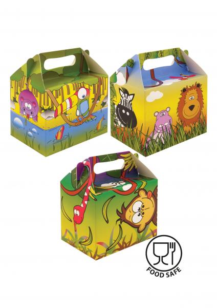 Kinderfreundliche Lunchbox im Dschungel-Design, 14 L x 9,5 B x 12 H cm, 3 Sorten Muster